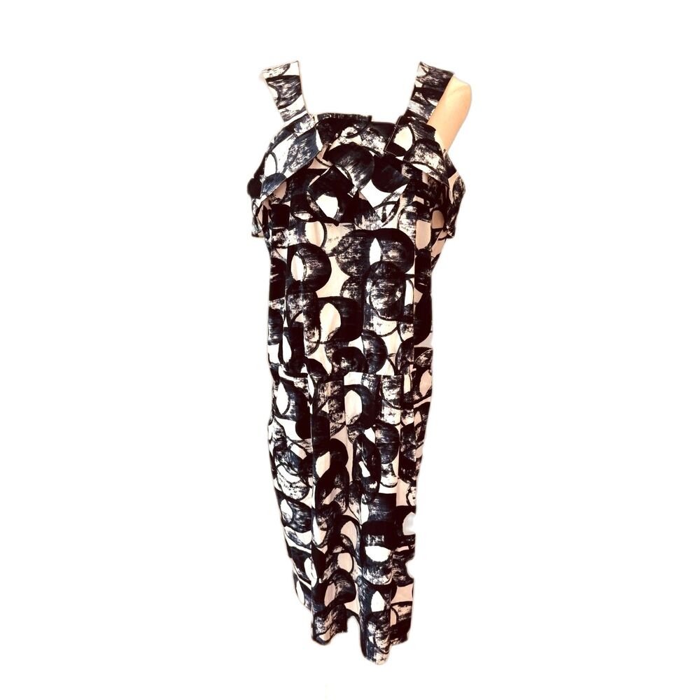 LUCA LUCA Made in Italy Silk Cotton Abstract Circle Print Dress Size IT 46/US 10